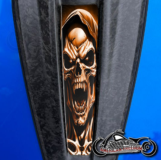 Thumbnail: Orange Vampire Reaper design on a Harley Davidson Dash Insert to fit 2023 and newer Street and Road Glide CVO Models