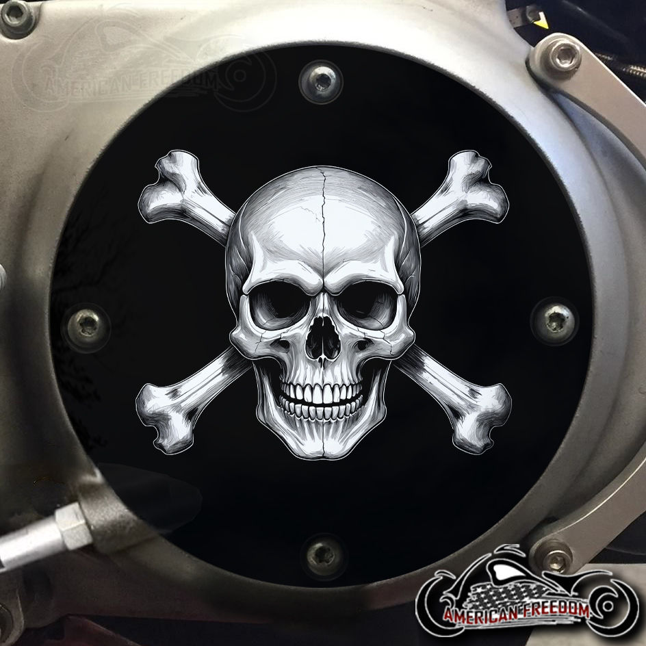 Thumbnail: Cross Bones design on a Harley Davidson 4 Hole Sportster Derby