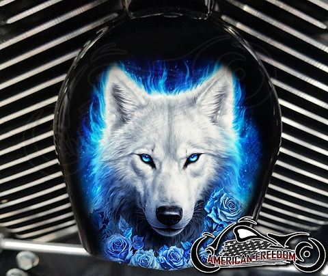 Blue Rose Wolf | Harley Davidson Horn Cover | Customderbys