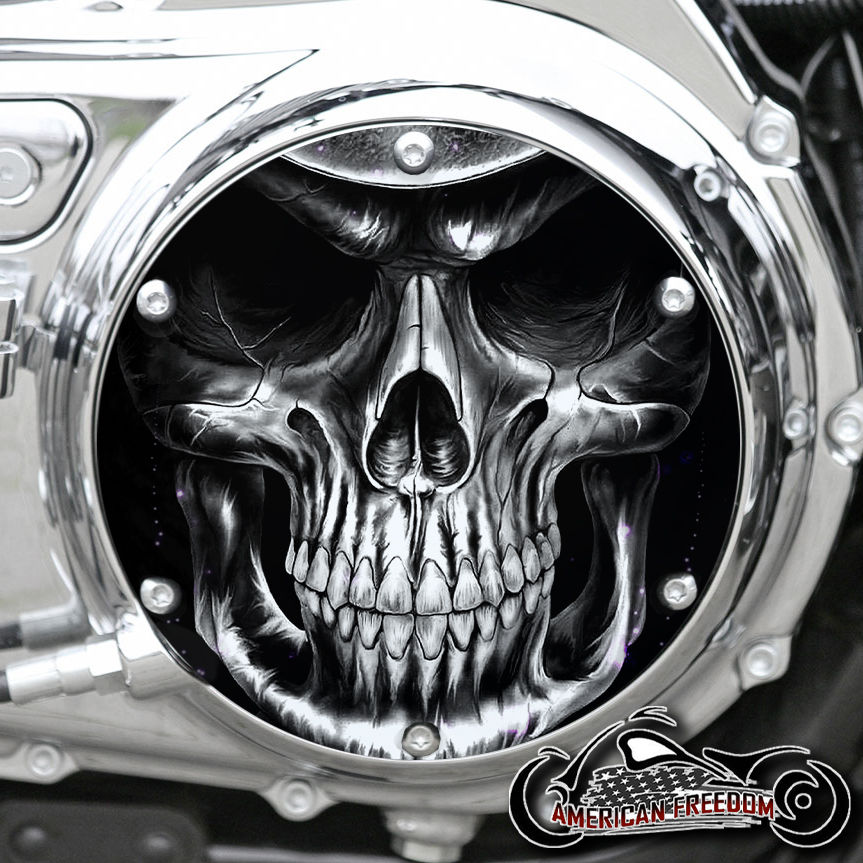 Thumbnail: Reaper Face design on a Harley Davidson 6 Hole Sportster Derby