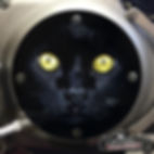 Thumbnail: Black Cat Eyes design on a Harley Davidson 4 Hole Sportster Derby Cover