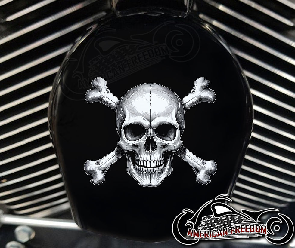 Cross Bones design on a Harley Davidson Horn Cover