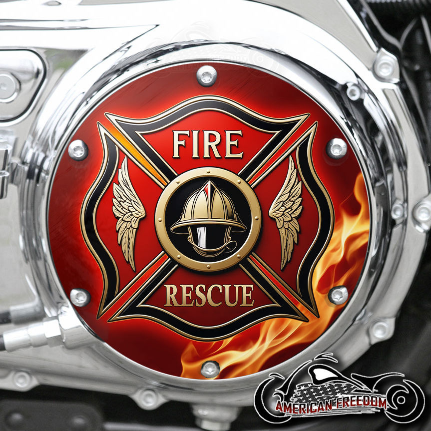 Thumbnail: Fire Rescue design on a Harley Davidson 6 Hole Sportster Derby
