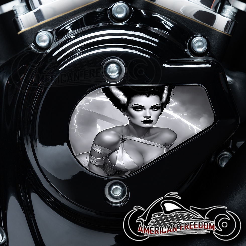 Thumbnail: Bride of Frankenstein design on a Harley Davidson VVT Timing Medallion