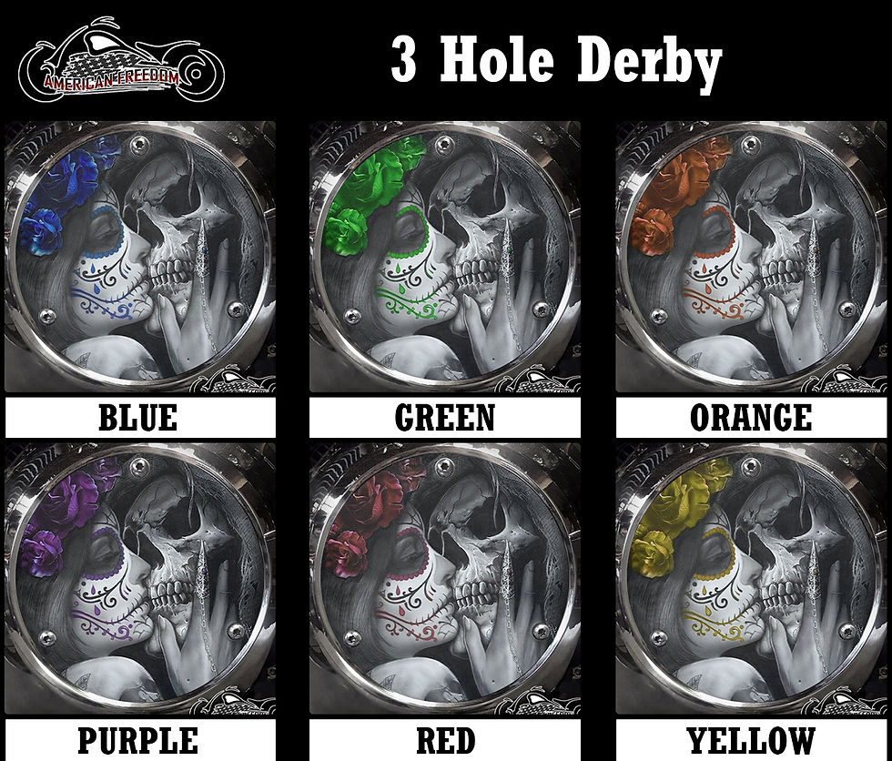 Thumbnail: Death Kiss design on a Harley Davidson 3 Hole Big Twin EVO Derby
