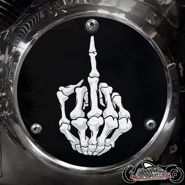 Thumbnail: Bone Middle Finger design on a Harley Davidson 3 Hole Big Twin EVO Derby
