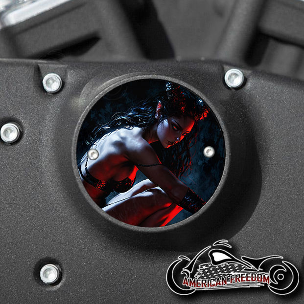 Thumbnail: Sultry Succubus design on a Harley Davidson 2 Hole Horizontal Sportster Timing Cover