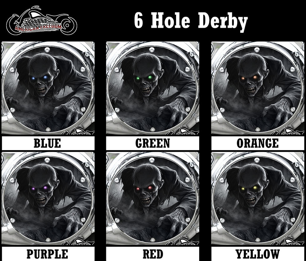 Thumbnail: Zombie design on a Harley Davidson 6 Hole Sportster Derby