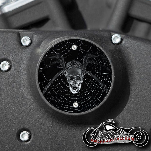 Thumbnail: Skull Spider design on a Harley Davidson 2 Hole Vertical Timing Points Cover