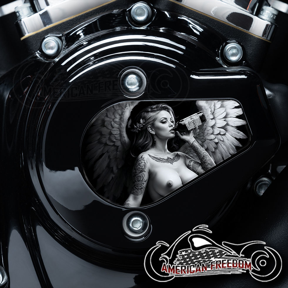 Thumbnail: Angel Cognac design on a Harley Davidson VVT Timing Medallion