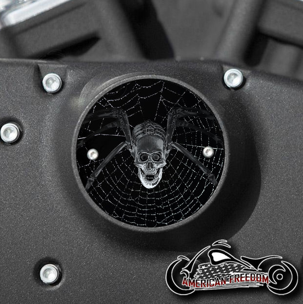 Thumbnail: Skull Spider design on a Harley Davidson 2 Hole Horizontal Timing Points Cover