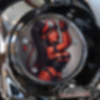 Devil Girl design on a Harley Davidson 5 Hole Timing Cover