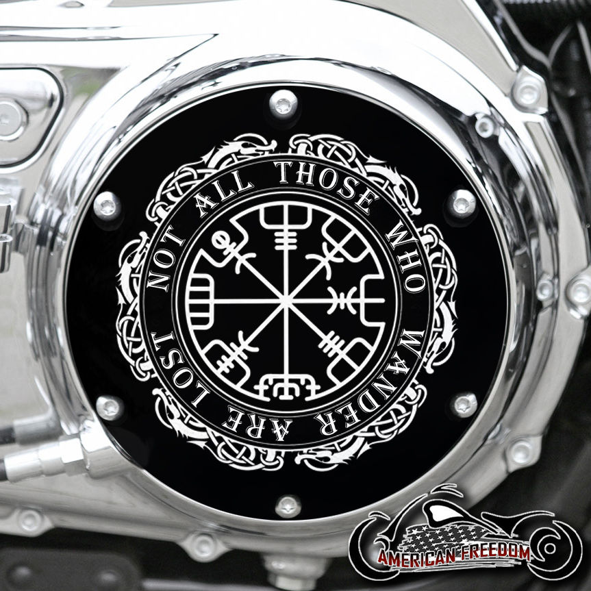 Thumbnail: All Who Wander Vegvisir design on a Harley Davidson 6 Hole Sportster Derby