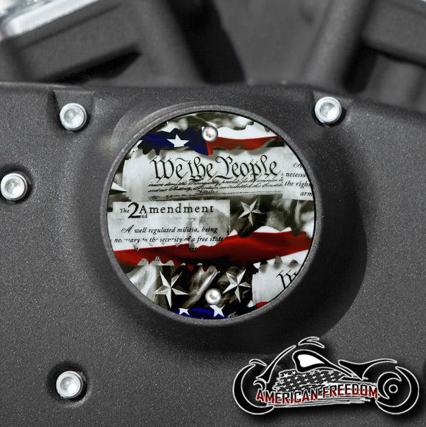 Thumbnail: We The People Flag design on a Harley Davidson 2 Hole Vertical EVO Timing Cover