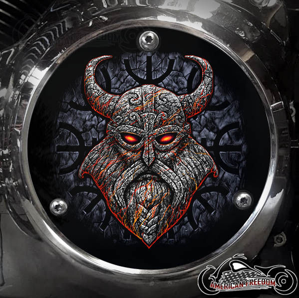 Thumbnail: Odin Stone Viking design on a Harley Davidson 3 Hole Big Twin EVO Derby
