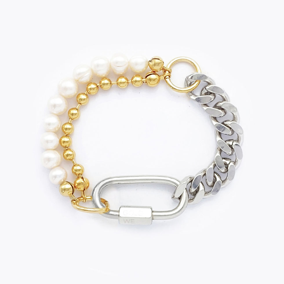 Bracelet cuban link palladium - chaine boule et perles