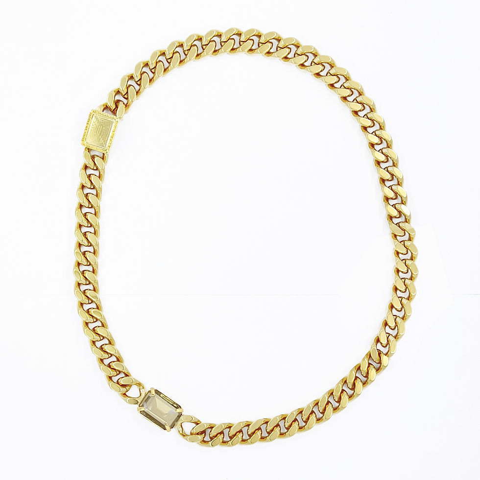 NECKLACE CUBAN CHAIN " GOLD CRYSTAL " LOGO CLASP - GLD