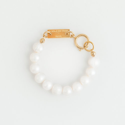 Bracelet - bold pearls - gold