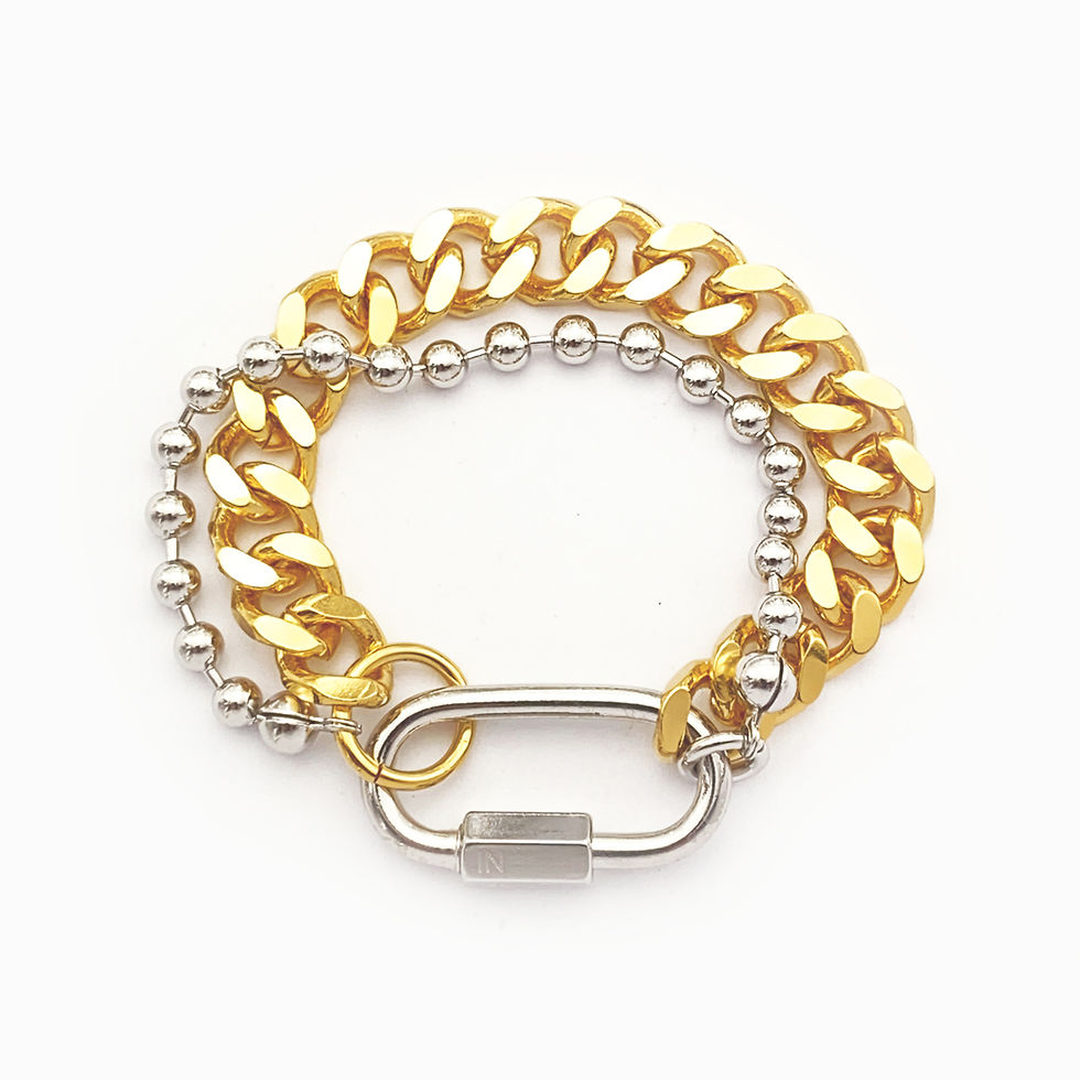 Bracelet cuban link gold et chaine boule