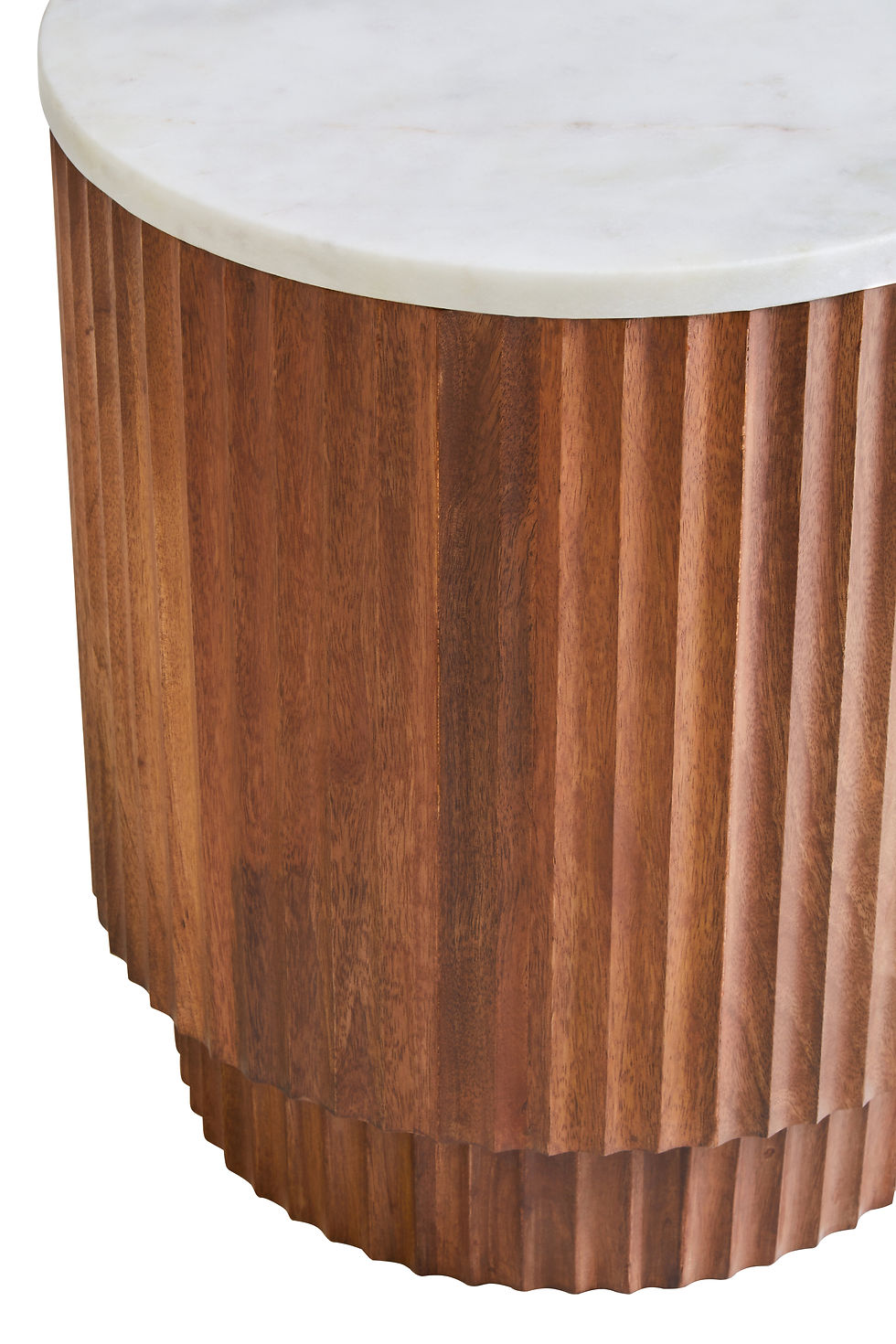 Thumbnail: Bellavia Mango Wood Carved Design Marble Top Side Table