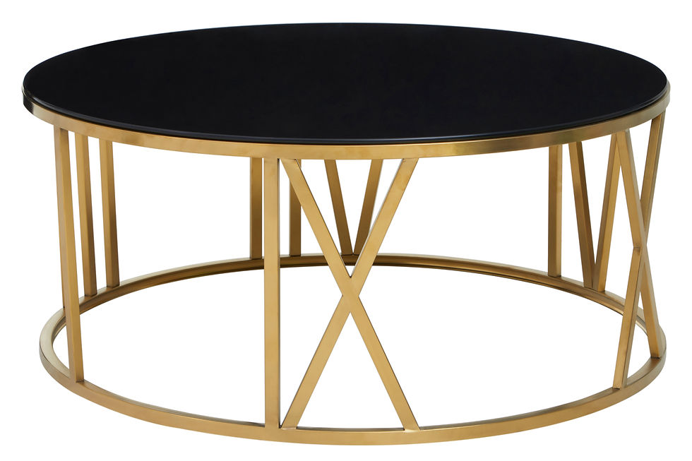 Thumbnail: Aurelia Round Coffee Table with Gold Frame and Black Glass