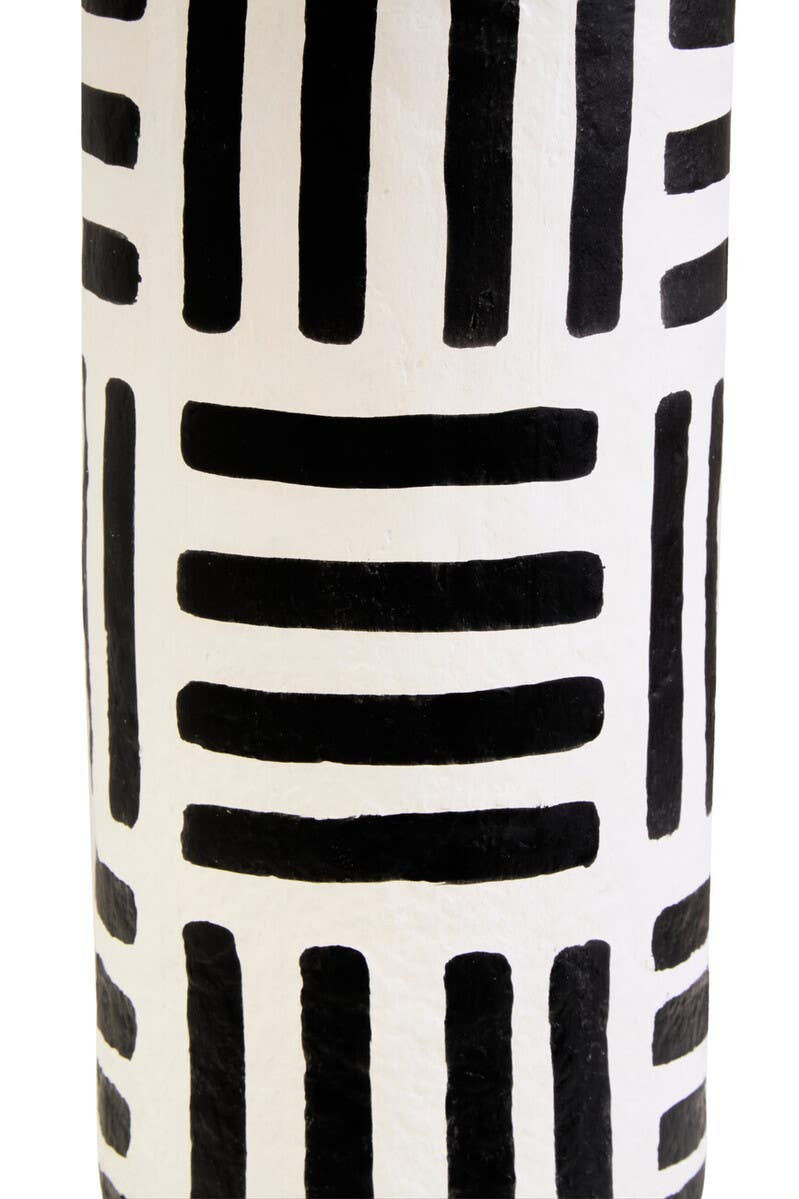 Thumbnail: Carta Black And White Papier Mache Table Lamp with Geometric Lines