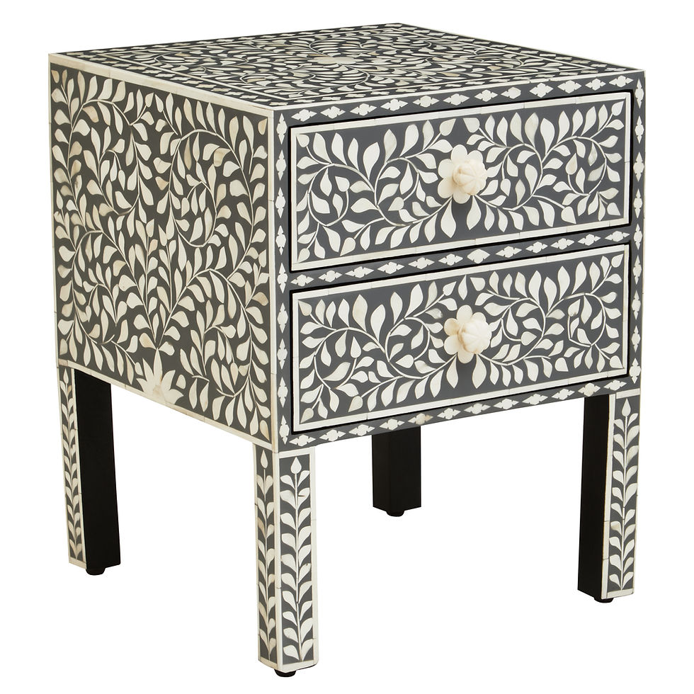 Thumbnail: Elysian 2 Drawer Side Table with Bone Inlay