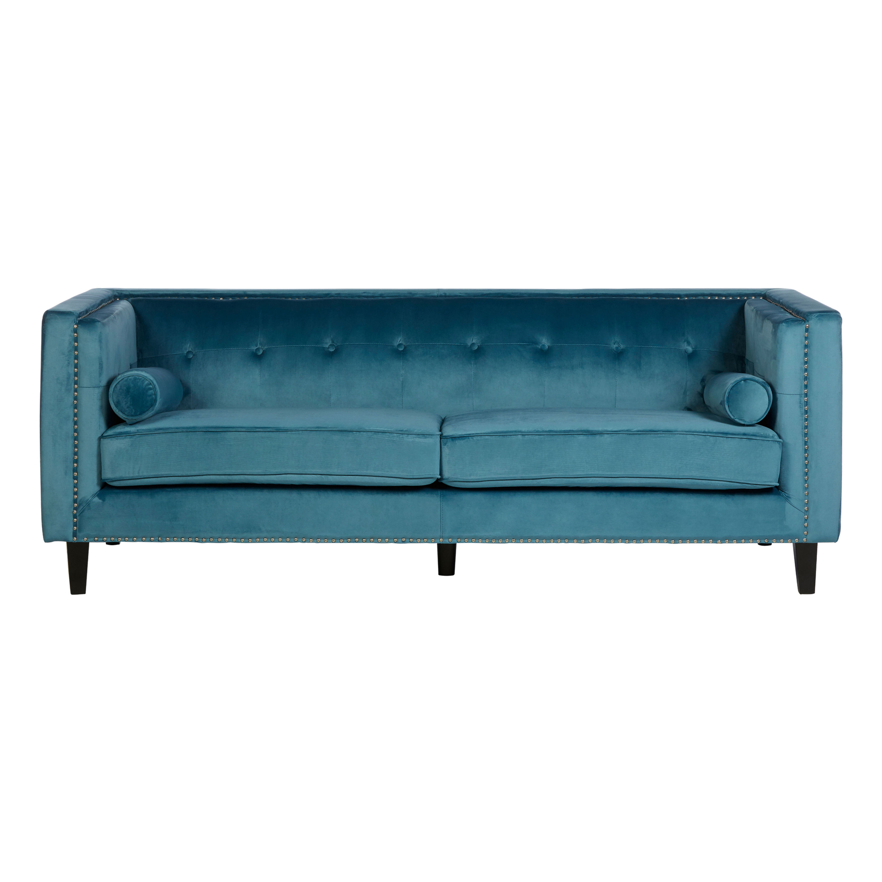 Floribelle 3 Seat Blue Velvet Sofa