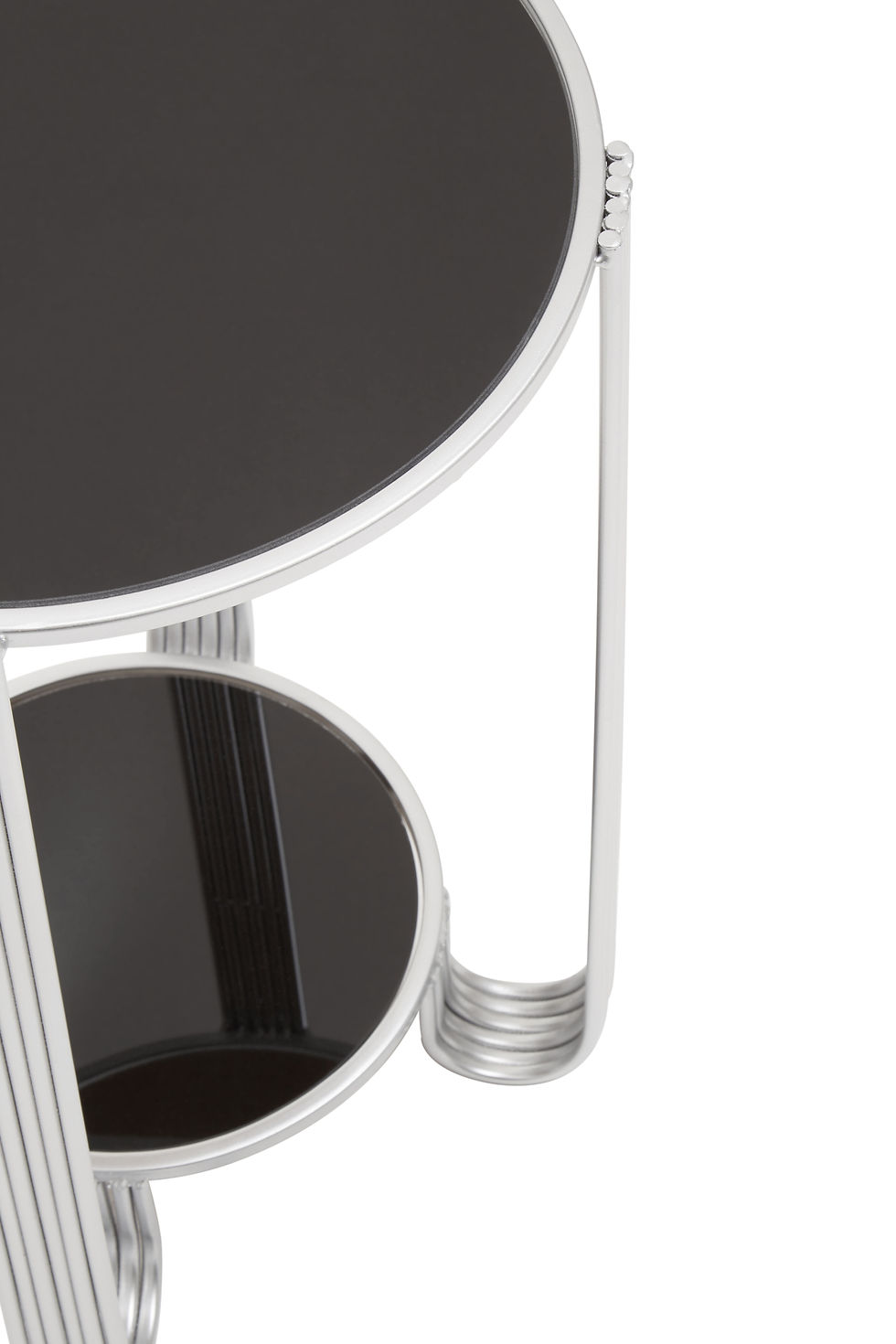Thumbnail: Juniper Round End Table with Black Mirror And Silver Frame