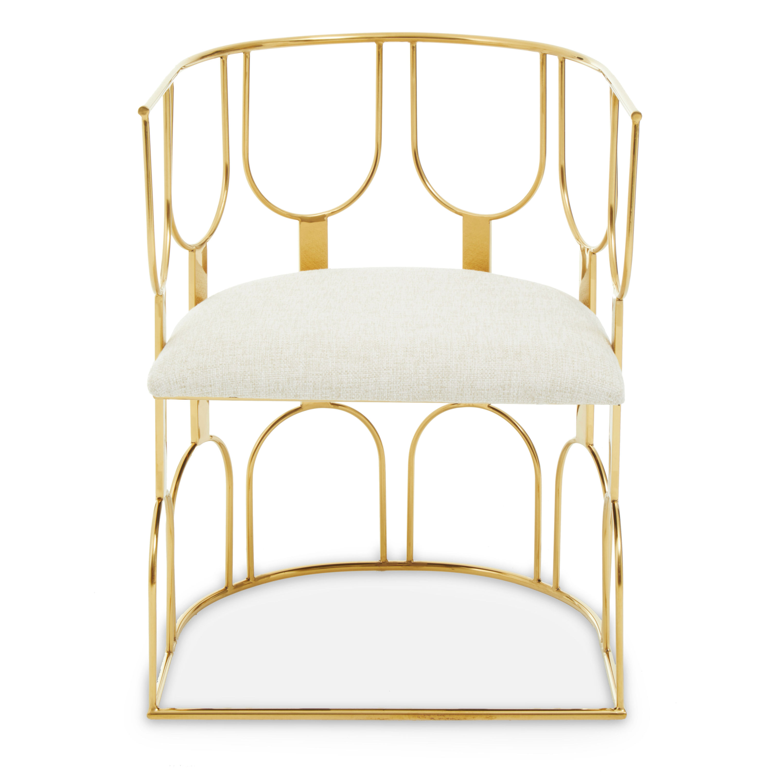 Seychelles Natural Fabric And Gold Finish Chair