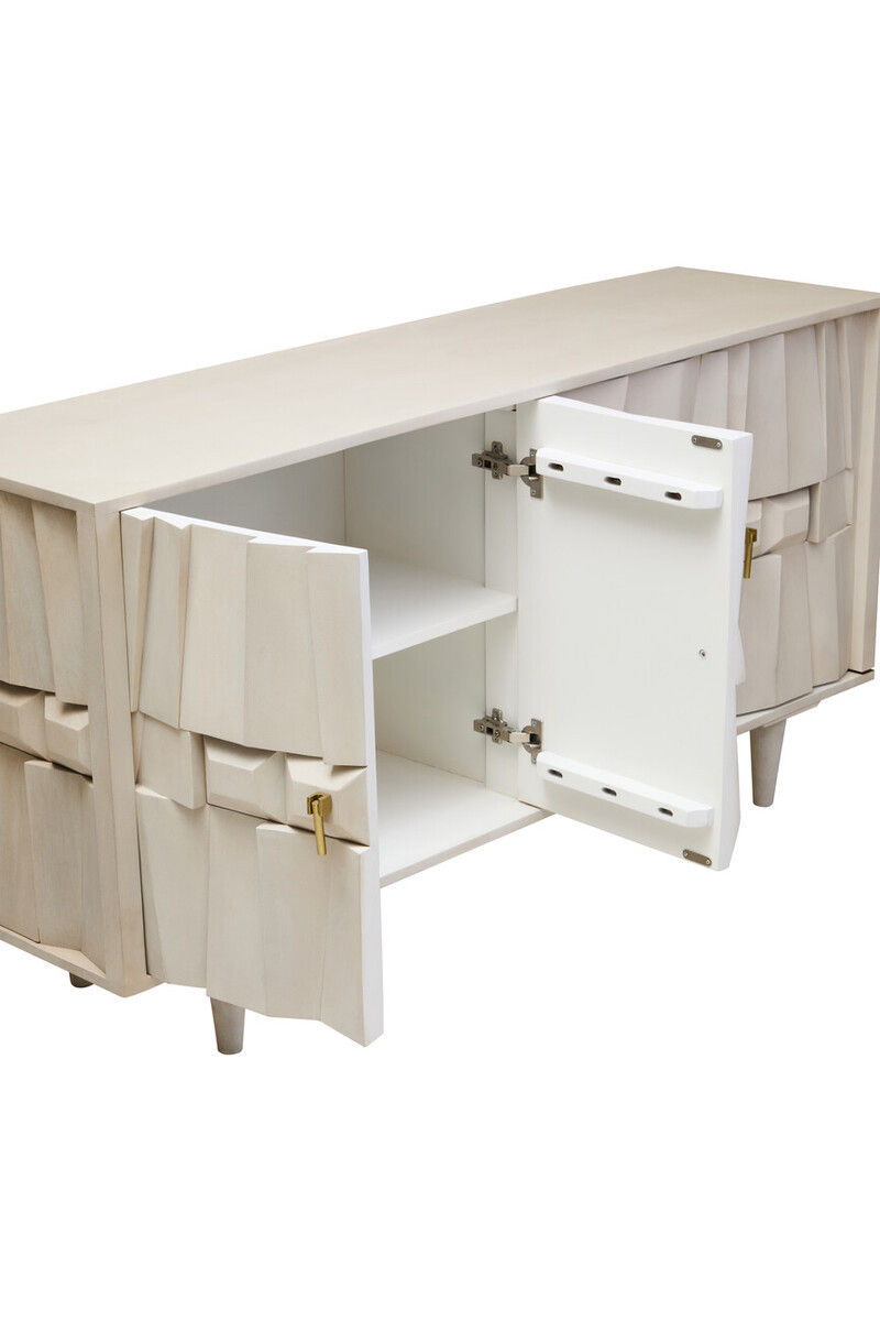 Thumbnail: Sita Four Door Whitewash Mango Wood Abstract Sideboard