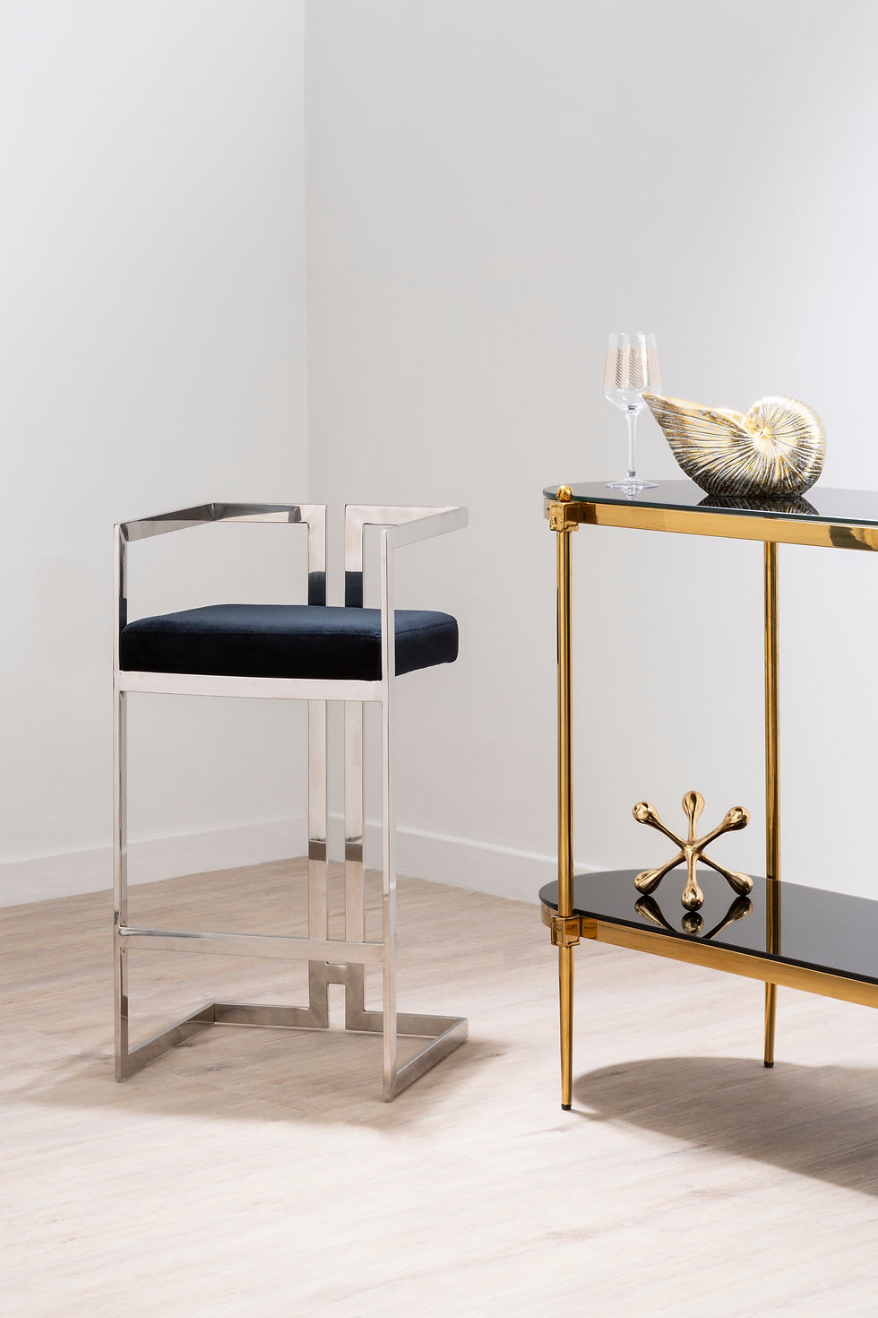 Thumbnail: Aveline Bar Stool With Silver Frame