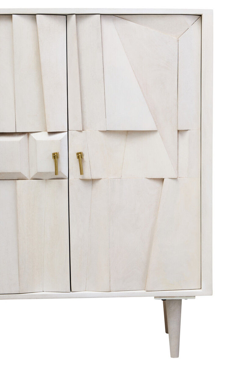 Thumbnail: Sita Two Door Whitewash Mango Wood Abstract Cabinet