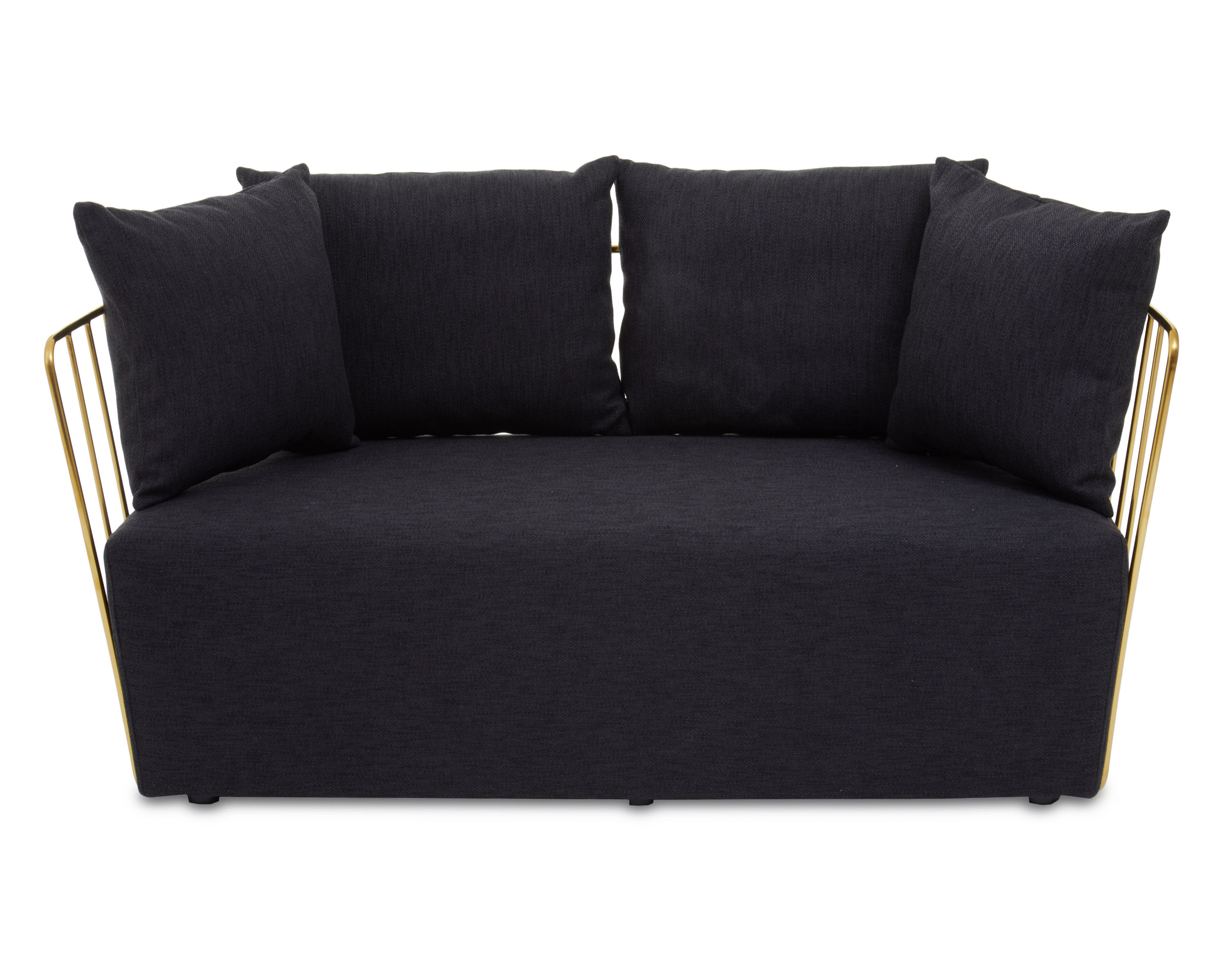 Aralia Two Seat Black Fabric Sofa