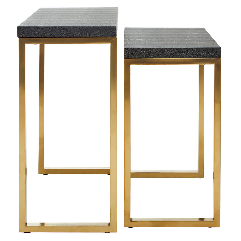 Thumbnail: Sorrento Set Of Two Black Shagreen Top Console Tables