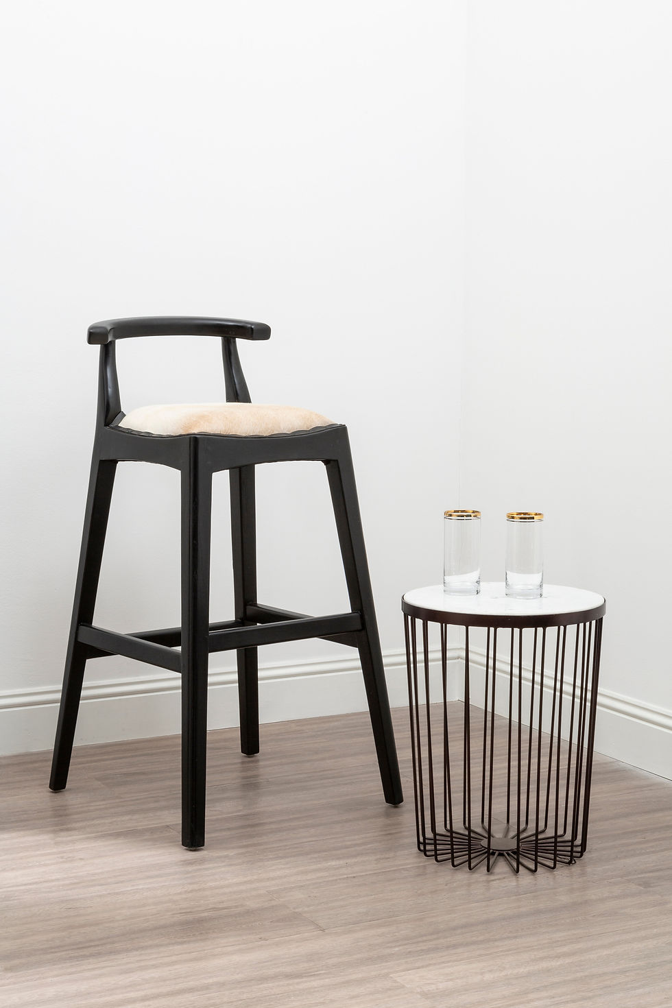 Thumbnail: Aurora White Leather And Teak Bar Stool