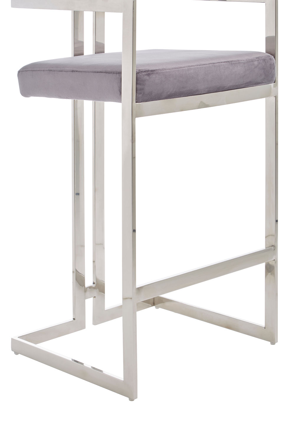 Thumbnail: Aveline Grey Velvet Bar Stool With Stainless Steel Frame