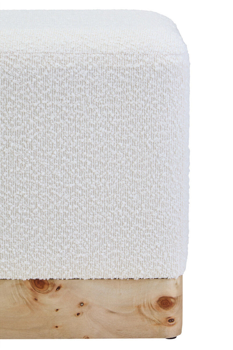 Thumbnail: Mota Burl Wood And Cream Boucle Sqaure Stool