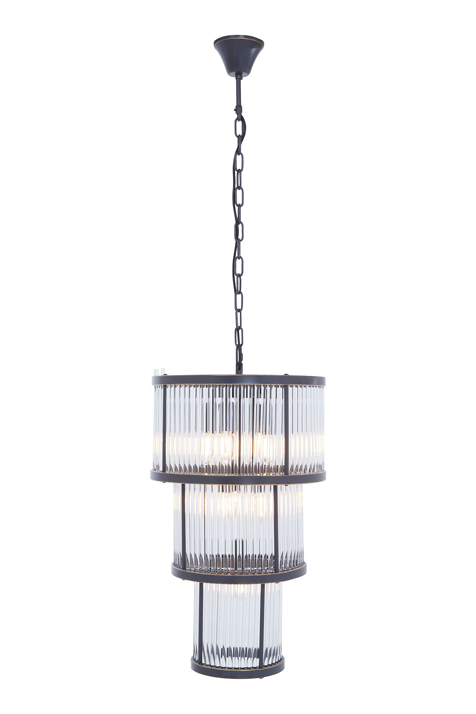 Thumbnail: Opulent 3 Tier Black Finish Glass Chandelier