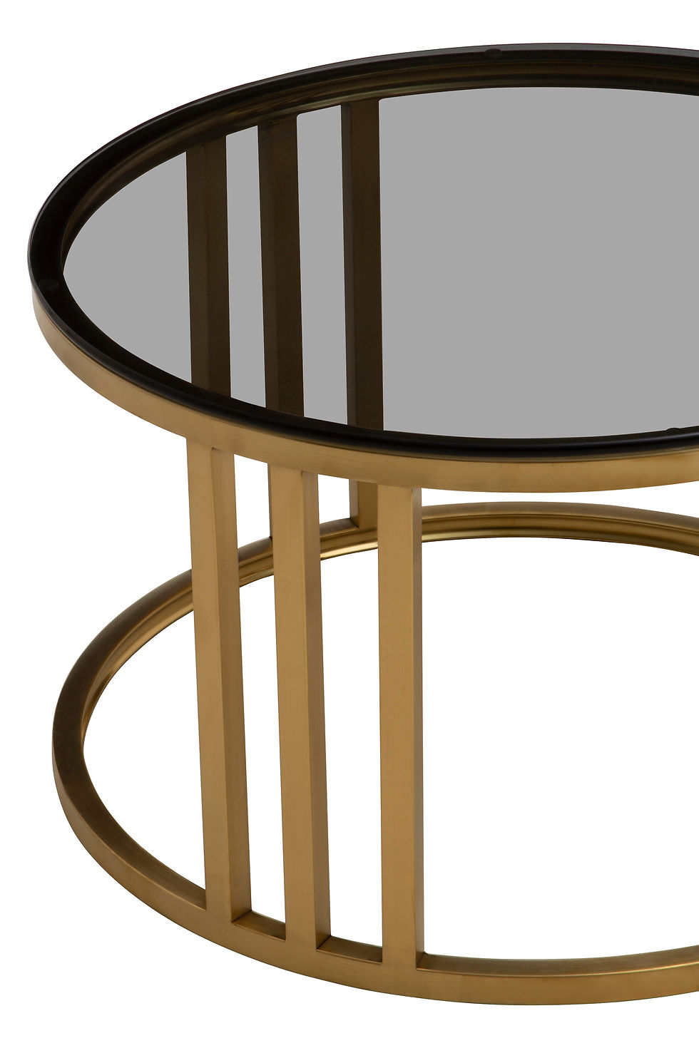 Thumbnail: Aurelia Set of 2 Gold Base and Glass Top Round Nesting Coffee Tables