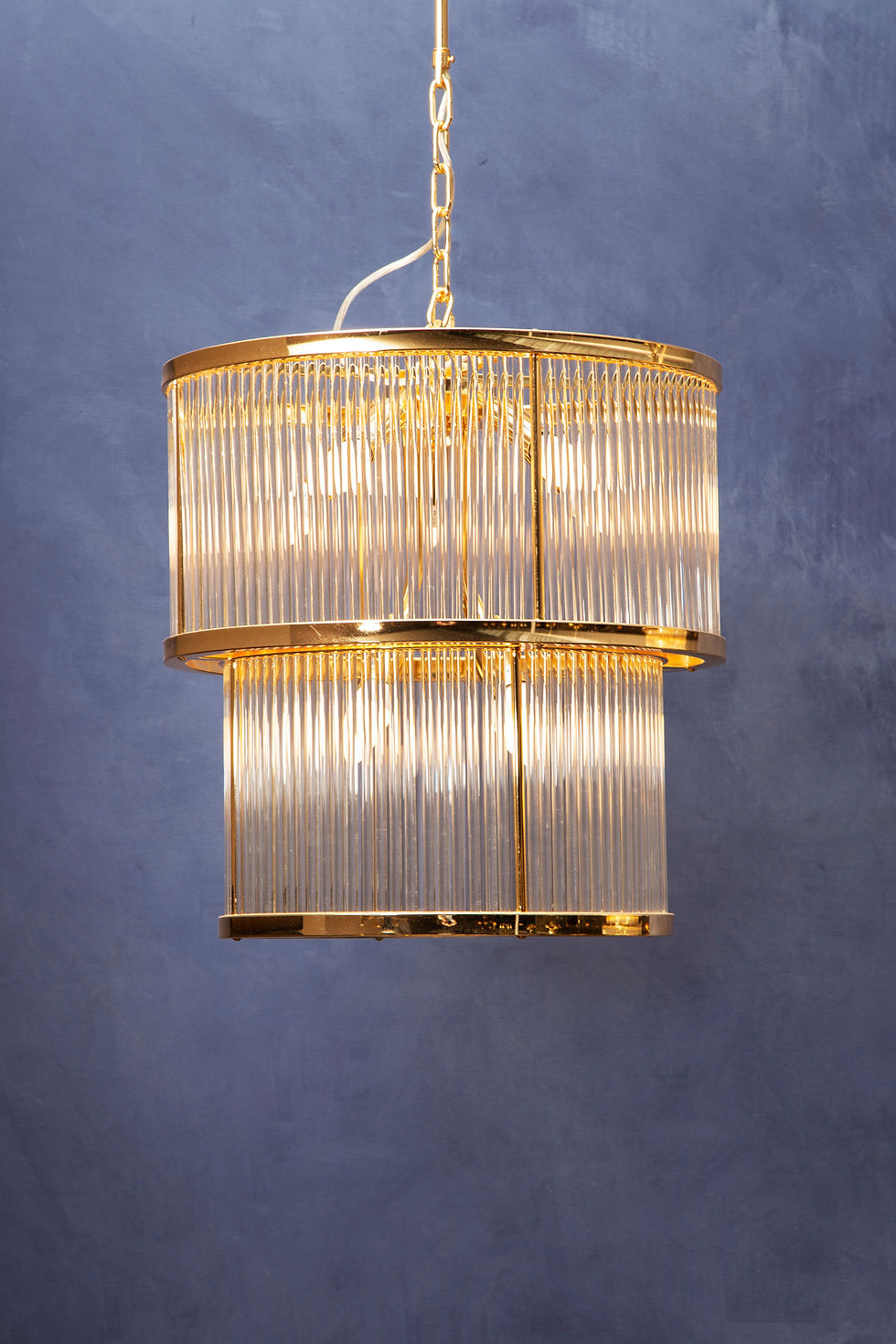 Thumbnail: Opulent 2 Tier Gold Finish Glass Chandelier