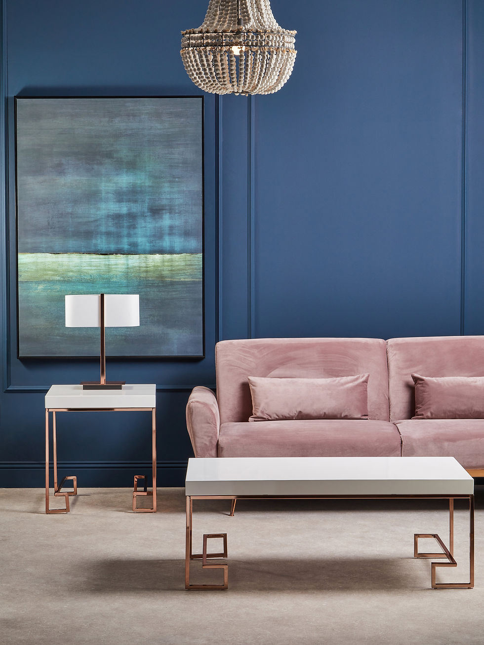 Thumbnail: Aubriana Rose Gold Angled Legs Coffee Table