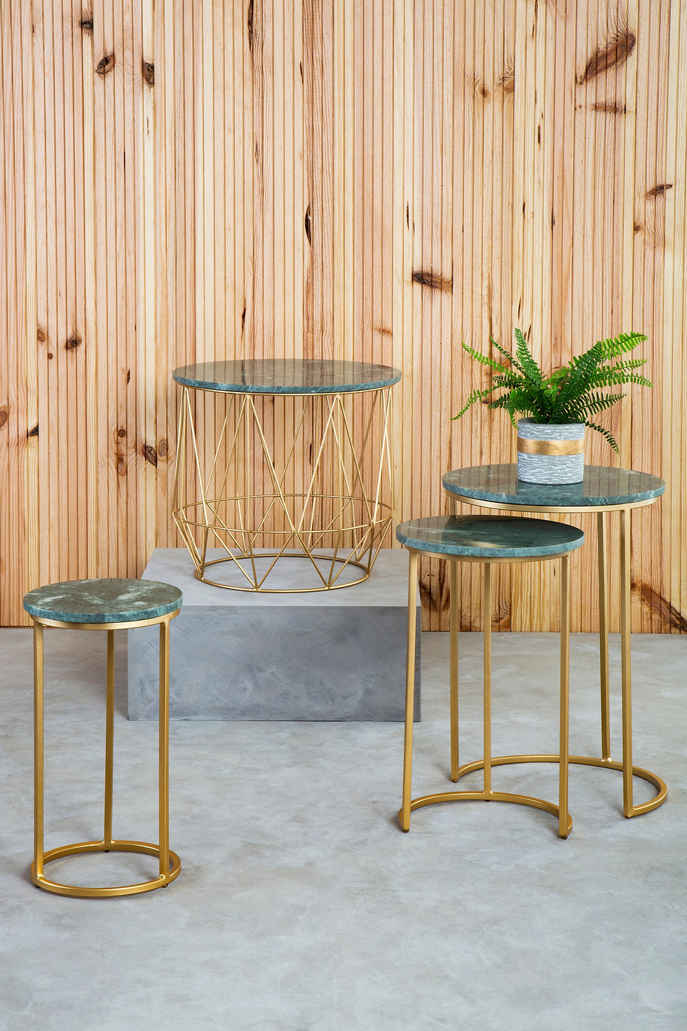 Thumbnail: Marbina Nest Of 3 Green Marble Tables