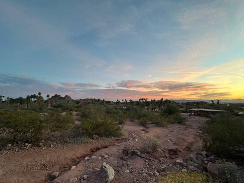 view of sunset from papago park in phoenix arizona