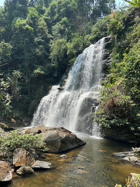 tall waterfall in doi inthanon national park in thailand
