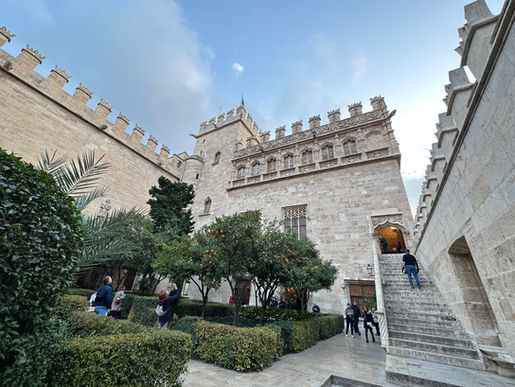 outside view of the main hall of columns in valencia la lonja de la seda