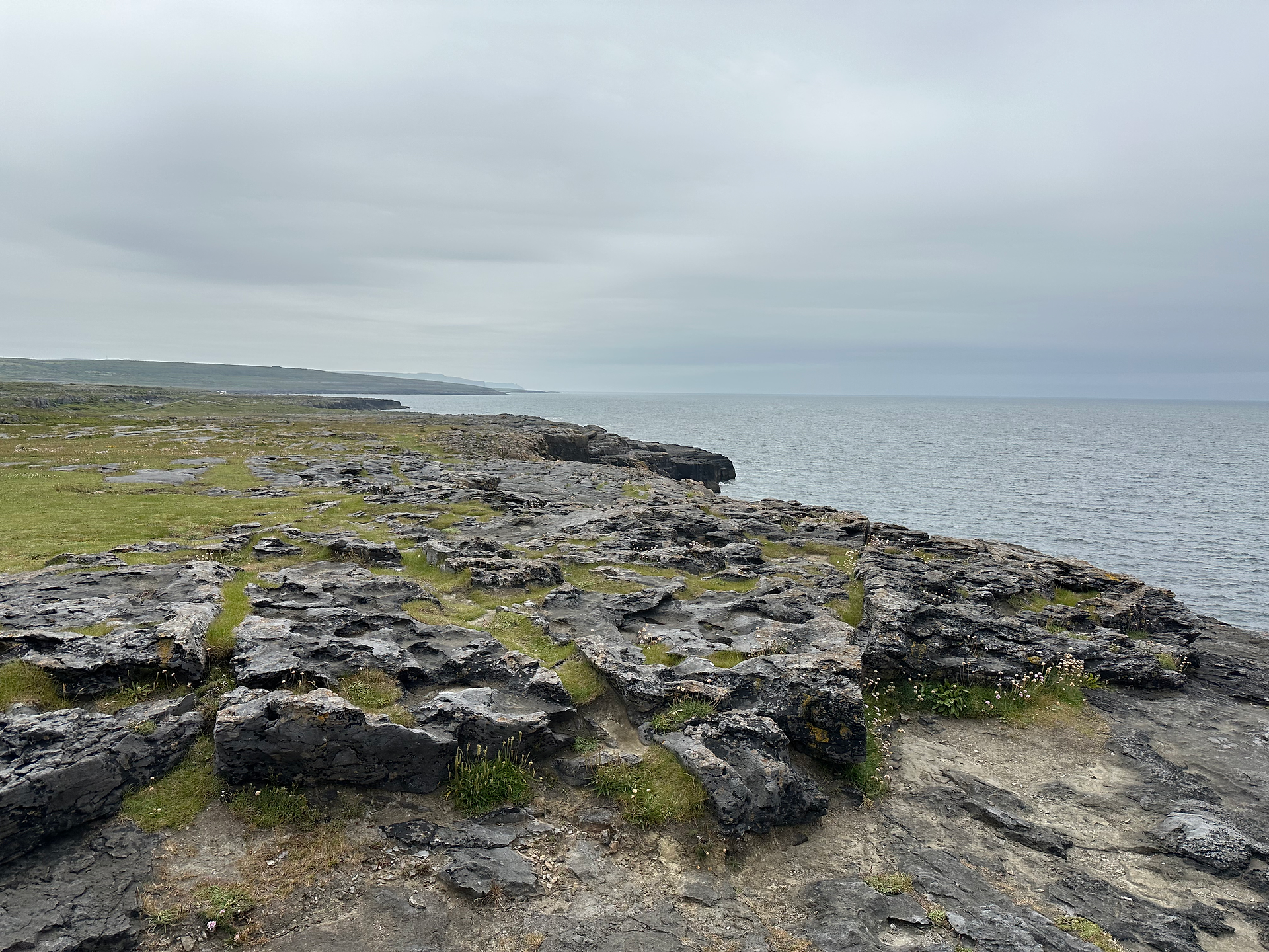 the burren rocky landscape and atlantic ocean in county clare ireland