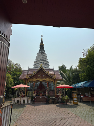 large white chedi in old city chiang mai thailand
