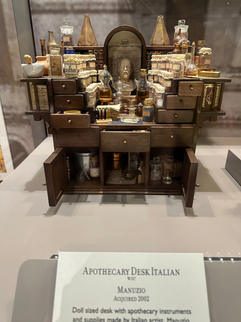 miniature apothecary desk in the mini time machine museum