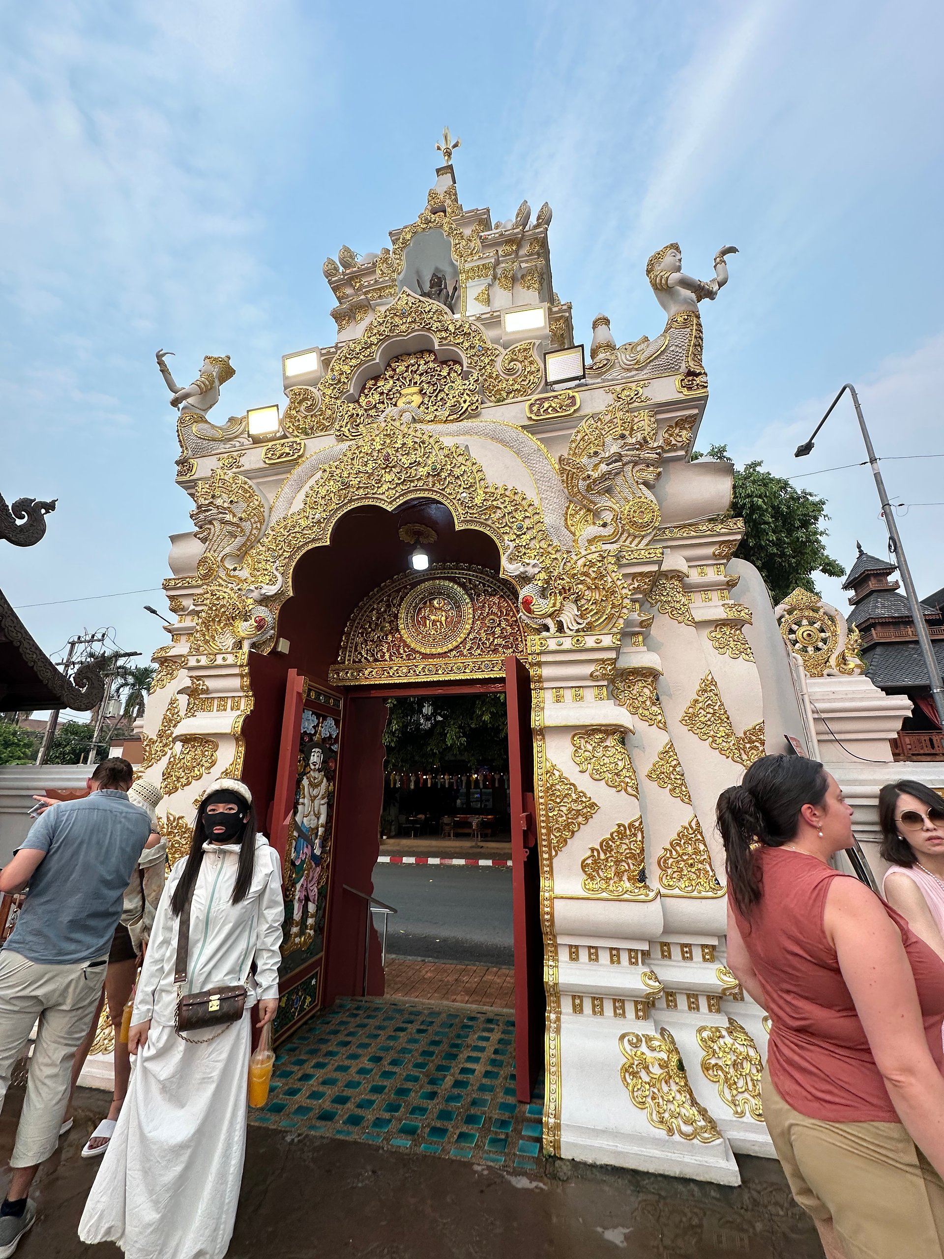 front entrance to wat chedi luang in old city chiang mai thailand